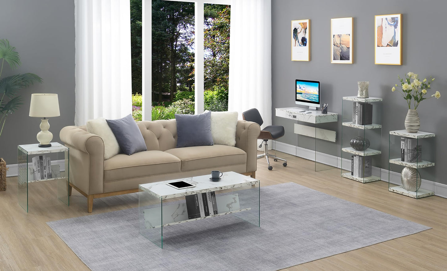TABLE | Ergode SoHo Coffee Table with Shelf | Contemporary Design | Tempered Glass Sides | Spacious Tabletop | Ideal for Living Room, Office, or Entertainment Space | casafoyer.myshopify.com