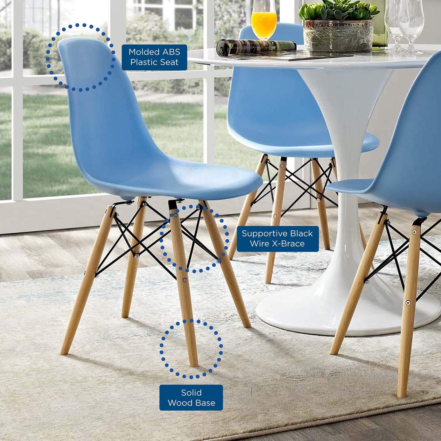 Dining Table | Wood Pyramid Side Chair | Molded Plastic Collection | Flexible & Comfortable | Various Base Options | Indoor & Outdoor Use | Sleek Modern Design | casafoyer.myshopify.com