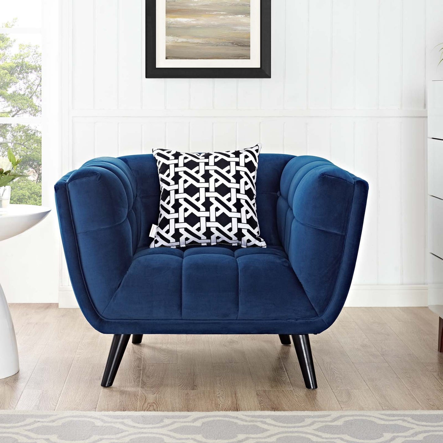 home office desk chairs | CasaFoyer Bestow Performance Velvet Armchair | Luxurious | Stain-Resistant | Button Tufted | Oversized Frame | Mid-Century, Modern Farmhouse, or Contemporary Interiors | Navy | casafoyer.myshopify.com
