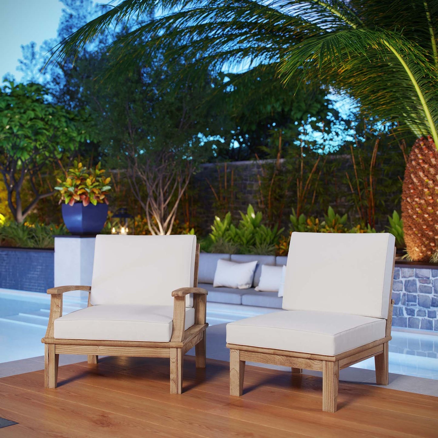 kitchen and dining room sets | CasaFoyer Marina Teak Wood Outdoor Patio Furniture Sofa Sectional Set | Luxury, Durability, All-Weather Cushions | Refreshing Outdoor Experience | casafoyer.myshopify.com