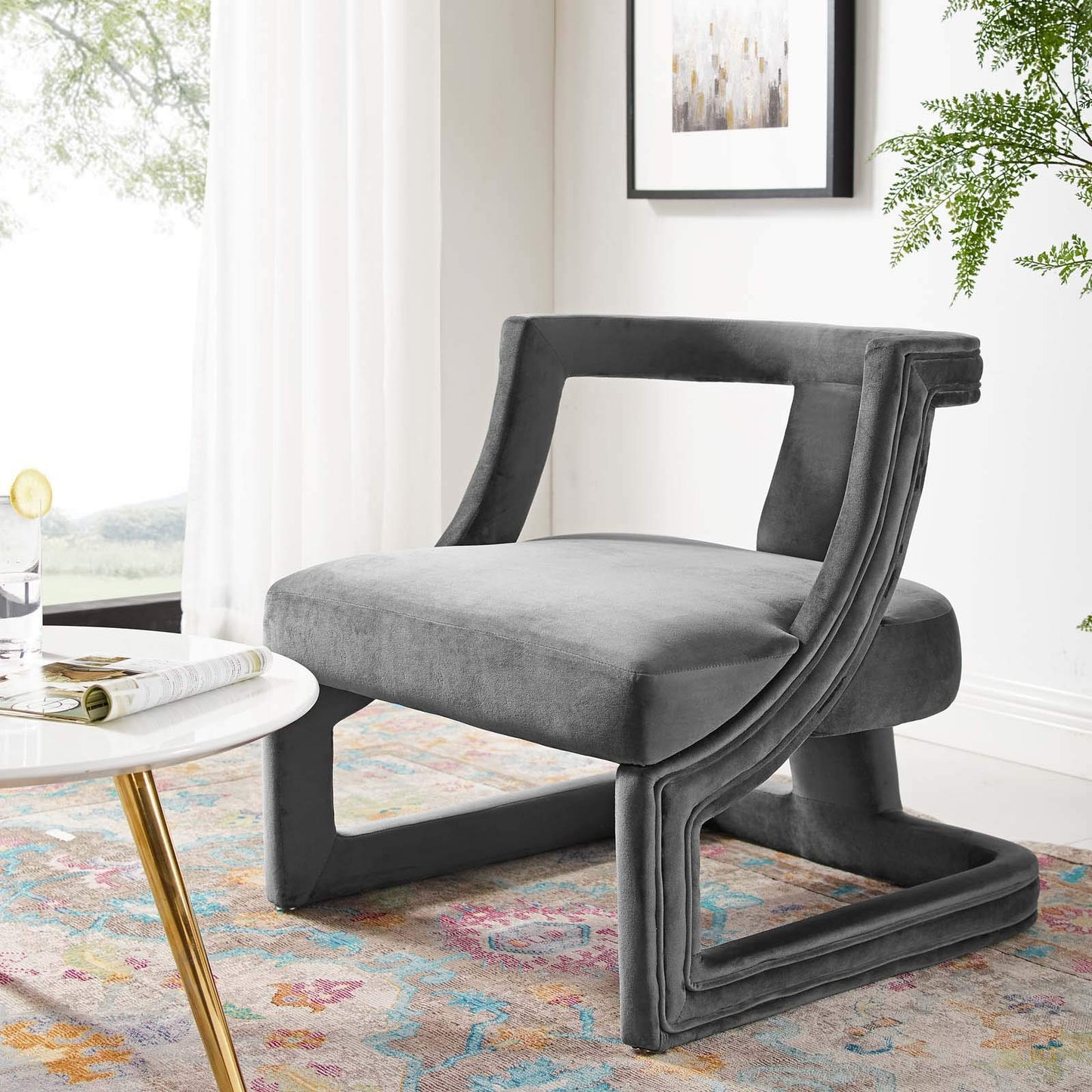 home office desk chairs | CasaFoyer Requisite Performance Velvet Accent Lounge Armchair | Luxurious Stain-Resistant Design | Sleek & Comfortable Seating | Gray | casafoyer.myshopify.com