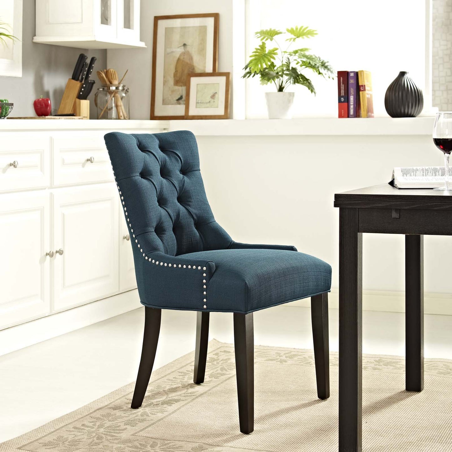 home office desk chairs | CasaFoyer Regent Tufted Button Upholstered Fabric Parsons Dining Chair | Elegant & Comfortable | Nailhead Trim | Non-Marking Foot Caps | Supports up to 285 lbs | casafoyer.myshopify.com