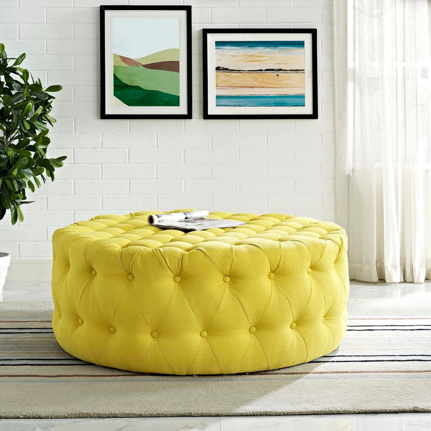 ottomans | CasaFoyer Amour Round Ottoman | Chic & Sophisticated Tufted Design | Comfortable & Durable | Fine Fabric Upholstery | Non-Marking Legs | Elevate Your Interior Design | casafoyer.myshopify.com