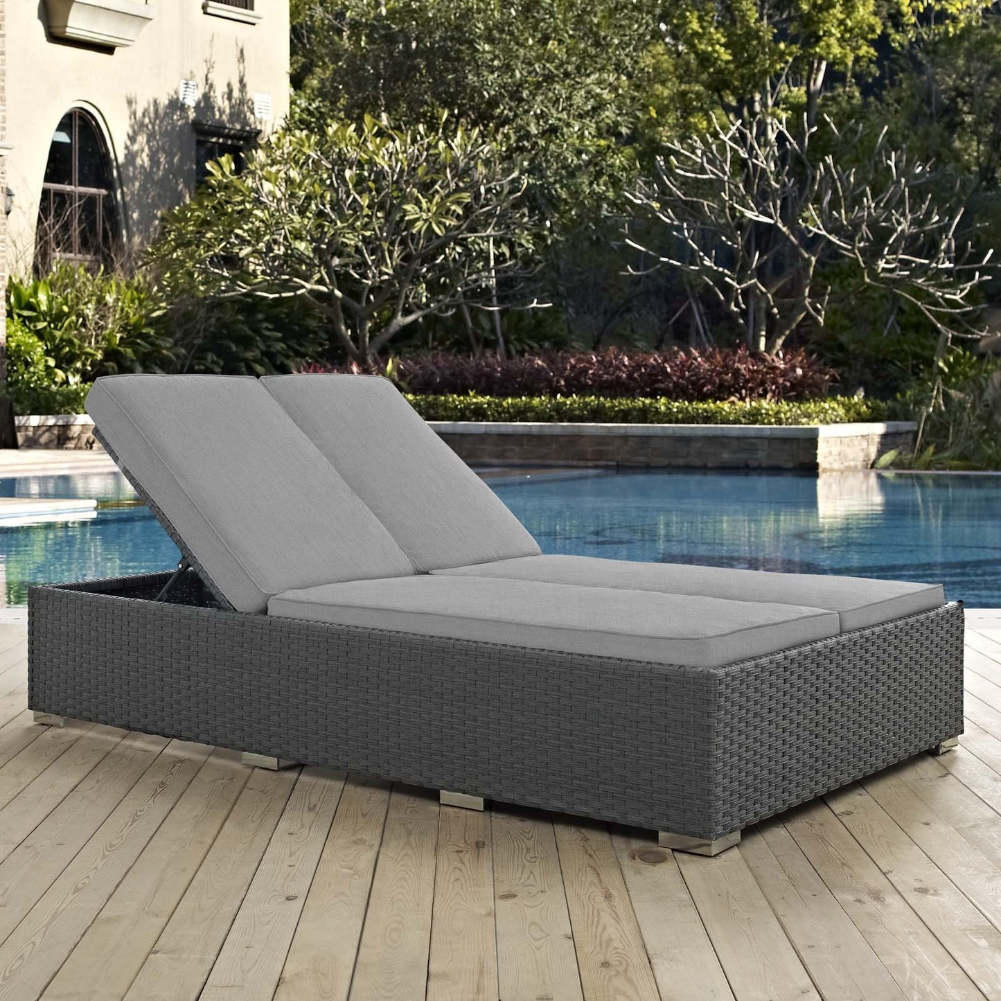 Patio Furniture Sets | Sojourn Outdoor Patio Double Chaise Lounge Chair | Sunbrella Fabric | Synthetic Rattan | UV Protection | Aluminum Frame | Ideal for Patio, Backyard, Poolside | casafoyer.myshopify.com