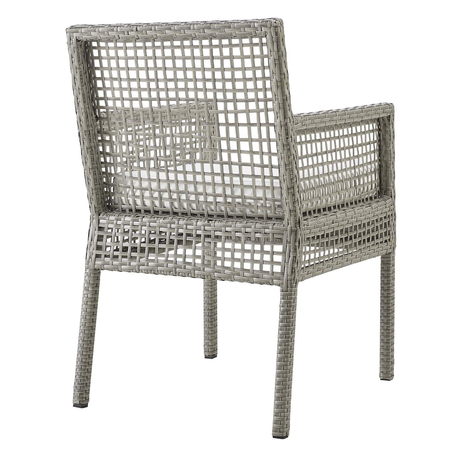 sofas | CasaFoyer Aura Outdoor Patio Dining Arm Chair Set of 2 | Gray Wicker Rattan | Aluminum Frame | All-Weather Cushions | Non-Marking Foot Caps | casafoyer.myshopify.com
