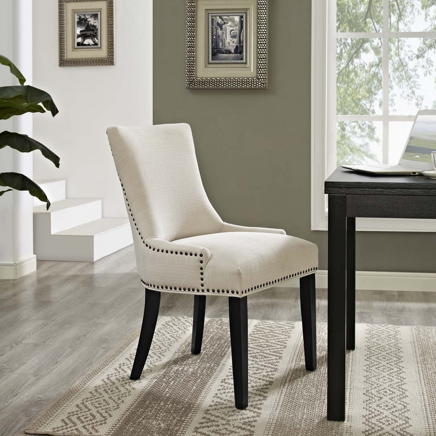 home office desk chairs | CasaFoyer Marquis Dining Side Chair | Elegant Hourglass Back | Nailhead Trim | Non-Marking Foot Caps | Tapered Wood Legs | Padded Seat | Premium Polyester Fabric | Ideal for Modern & Traditional Dining Rooms | casafoyer.myshopify.com