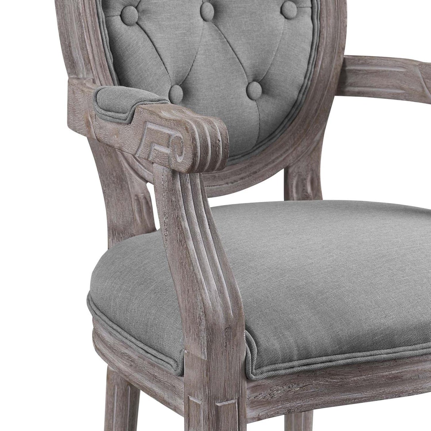 home office desk chairs | CasaFoyer Arise Dining Armchair Set of 4 | Luxurious Elegance | Fluted Wood Frame | Button Tufted Diamond Trim | Light Gray | casafoyer.myshopify.com