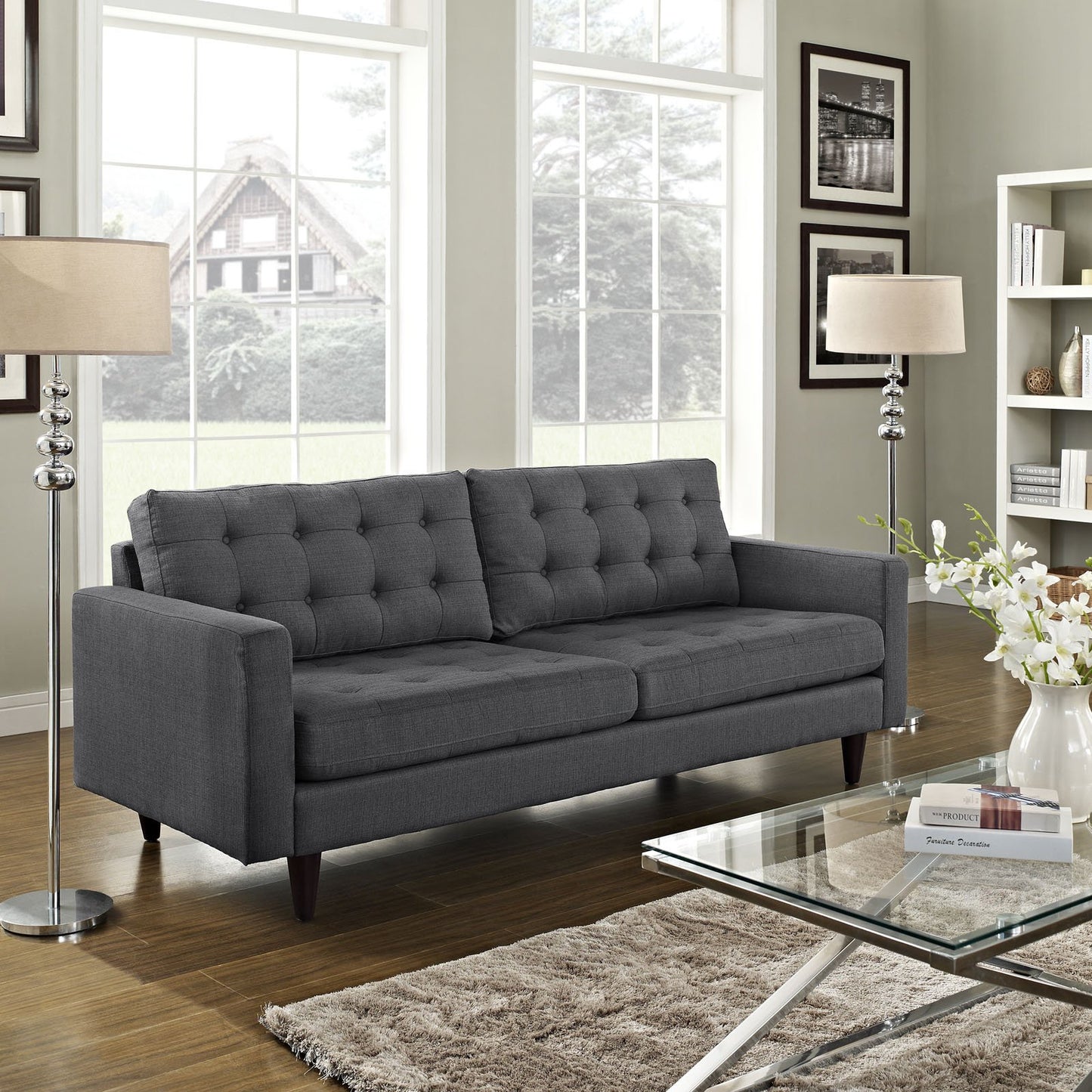 ottomans | CasaFoyer Empress Upholstered Sofa | Exquisite Design | Tufted Buttons | Luxurious Cushions | Elegant Armrests | Solid Wood Legs | Bonded Leather Upholstery | casafoyer.myshopify.com