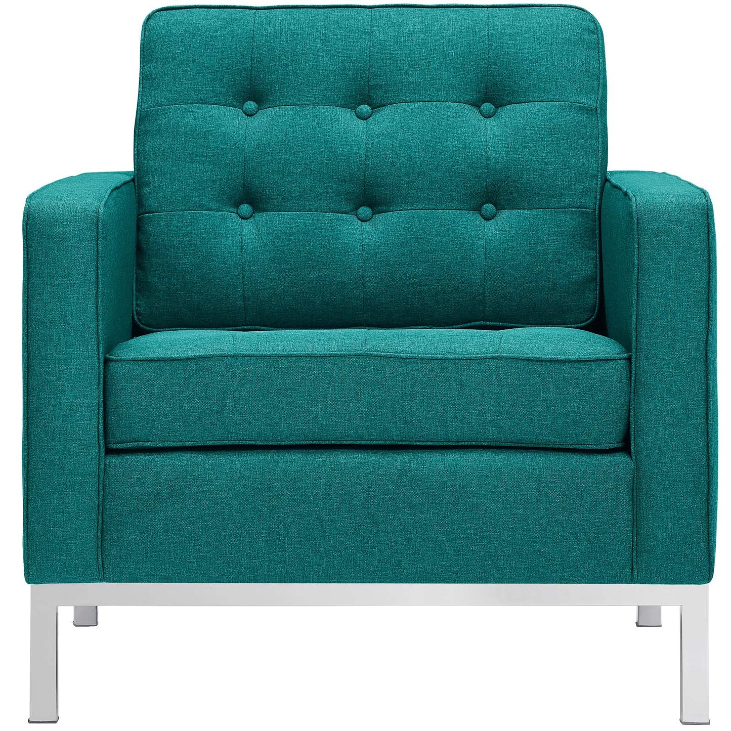 Chair | Mid-Century Modern Loft Armchair | Stainless Steel Frame | Tufted Seat & Back | Comfortable Seating | Ideal for Reception Areas, Living Rooms, Hotels, Resorts, Restaurants, Lounges | casafoyer.myshopify.com