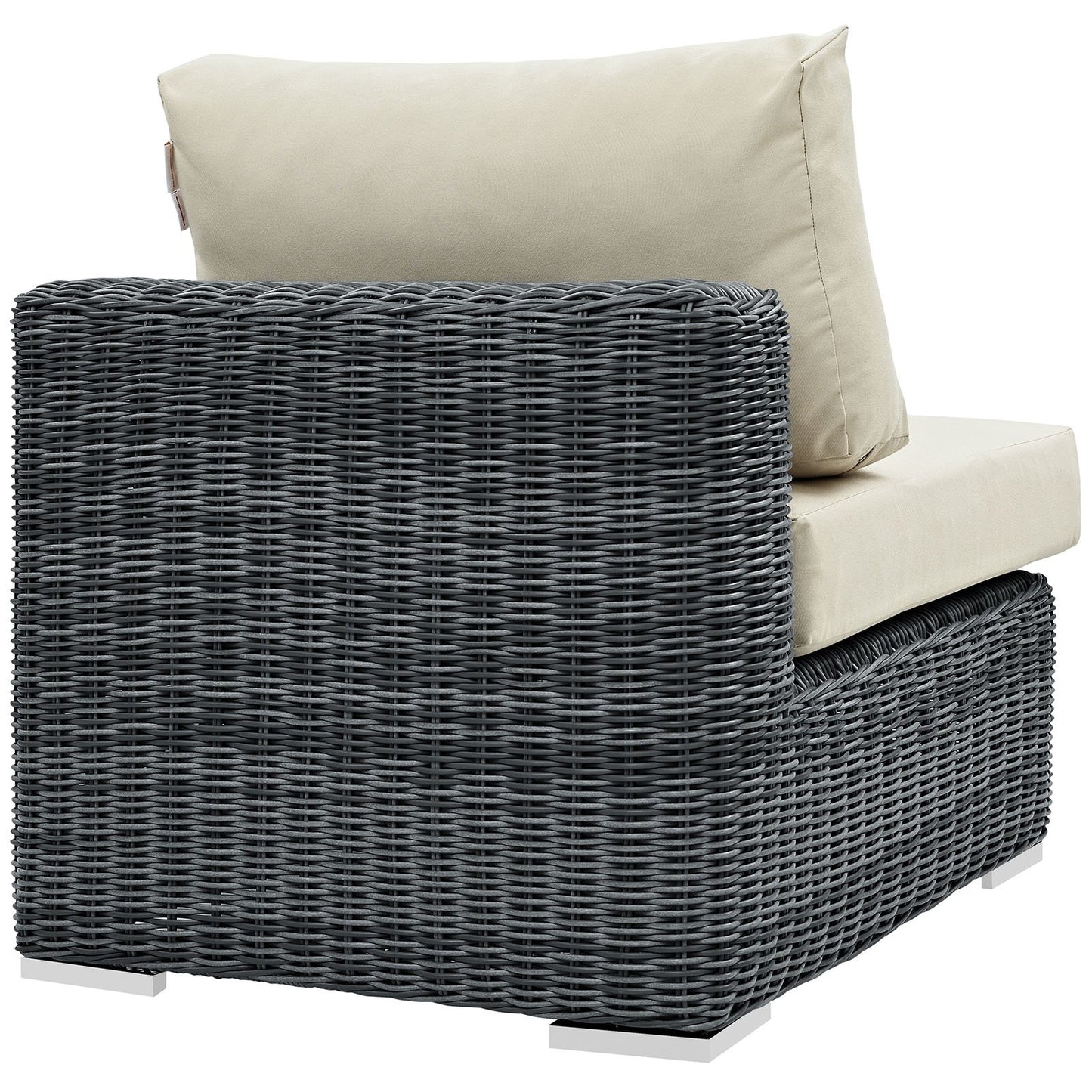 Patio Furniture Sets | Summon Outdoor Patio Armless Sectional Sofa Chair | Two-Tone Rattan | Sunbrella Cushions | UV Protection | Powder-Coated Aluminum Frame | casafoyer.myshopify.com