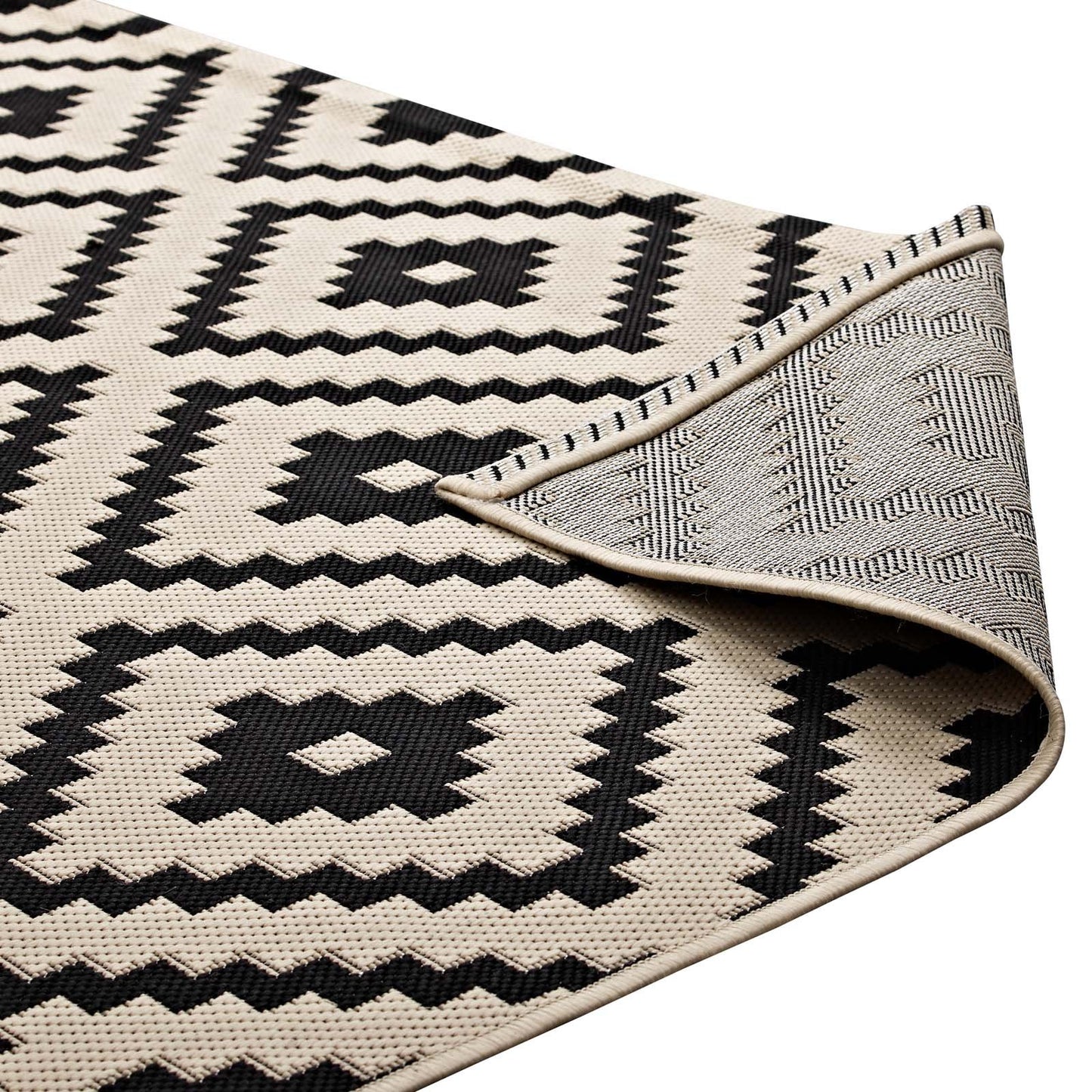 Carpet & Rugs | CasaFoyer Perplex Geometric Diamond Trellis Indoor/Outdoor Area Rug | Durable, Fade & Stain Resistant | 8x10 Size | Black/Beige | casafoyer.myshopify.com