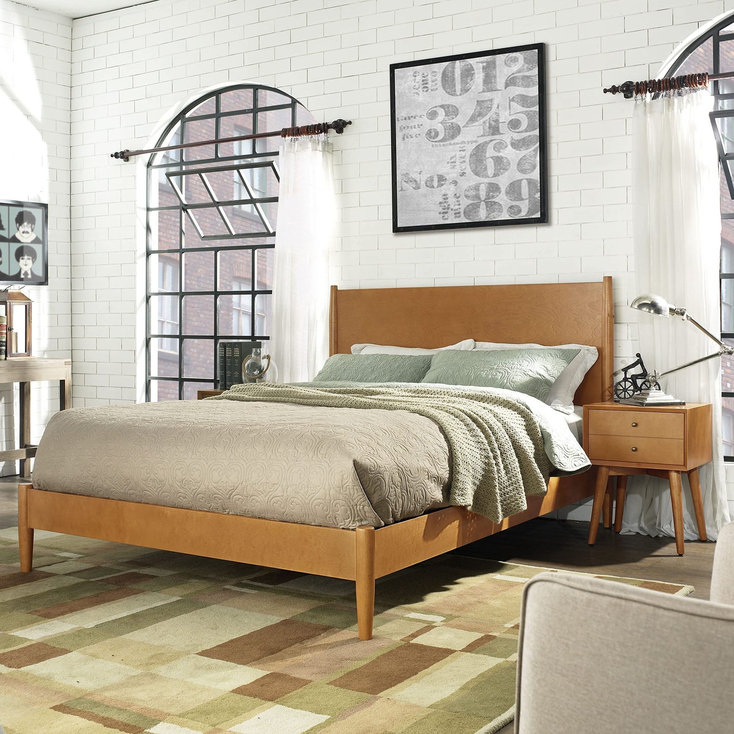 Bed | Landon Bedset | Acorn Hardwood | Modern Aesthetics | Easy Assembly | Sturdy Roll-Out Slats | Sophisticated & Durable | casafoyer.myshopify.com