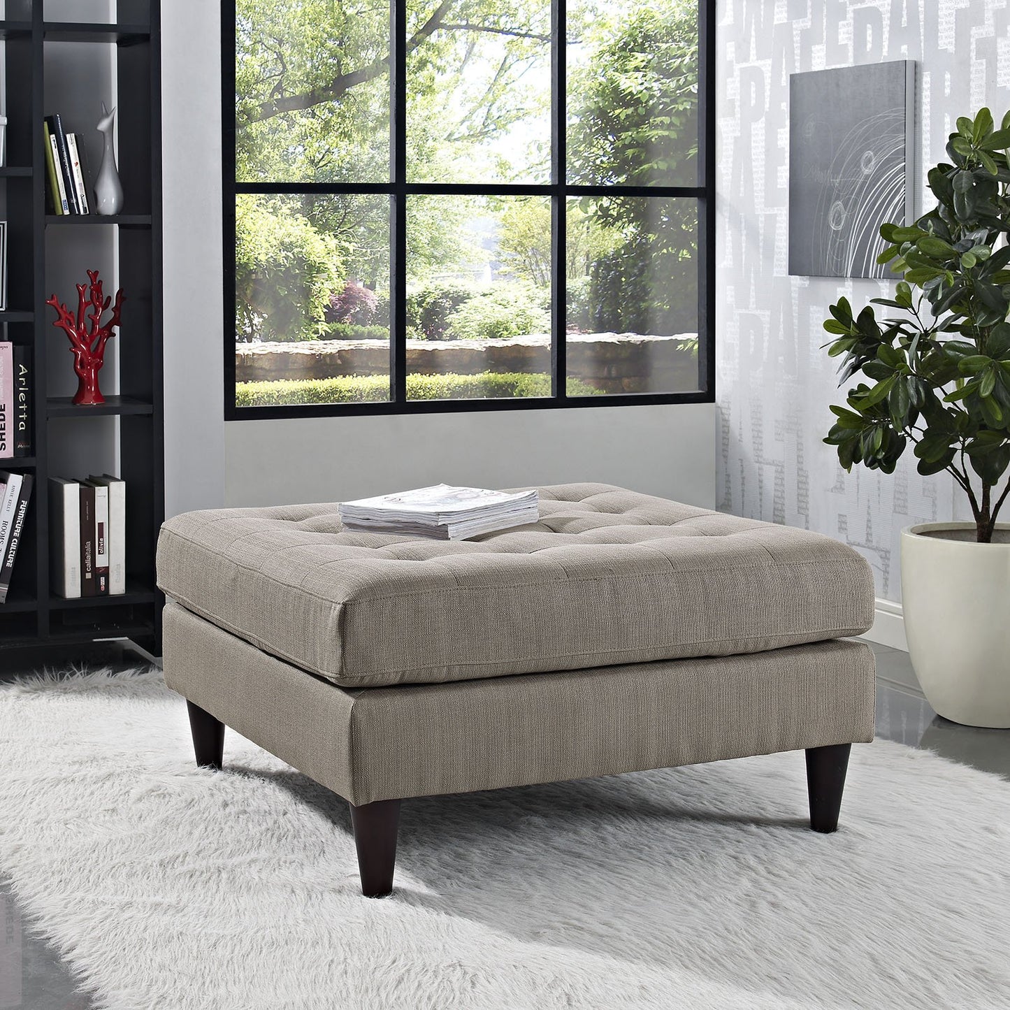home office desk chairs | CasaFoyer Empress Regal Tufted Ottoman | Luxurious Fabric Upholstery | Solid Wood Legs | Scratch-Resistant Glides | Elegant Addition to Your Living Space | casafoyer.myshopify.com