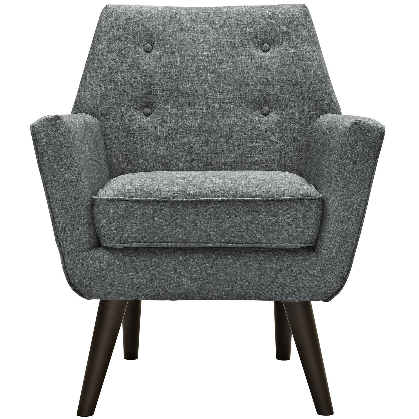 Chair | Posit Armchair | Mid-Century Design | Espresso Stained Legs | Polyester Upholstery | Gray | casafoyer.myshopify.com