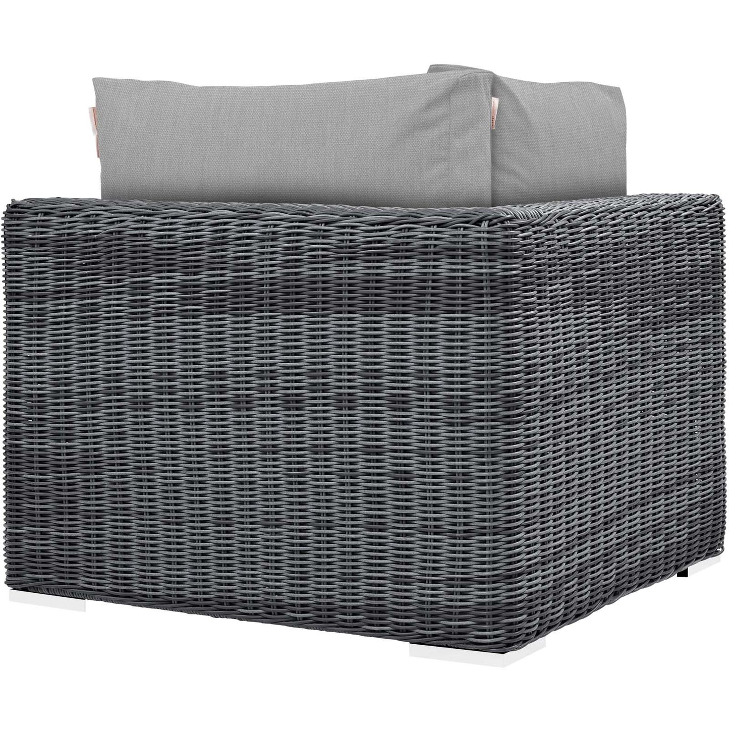 sofas | Summon Outdoor Patio Corner Sofa Chair | Ultimate Comfort & Quality | Two-Tone Rattan Weave | Sunbrella Cushions | UV Protection | Powder-Coated Aluminum Frame | Contemporary Design | Perfect for Patio, Backyard, Poolside | Includes One Corner Chair | casafoyer.myshopify.com