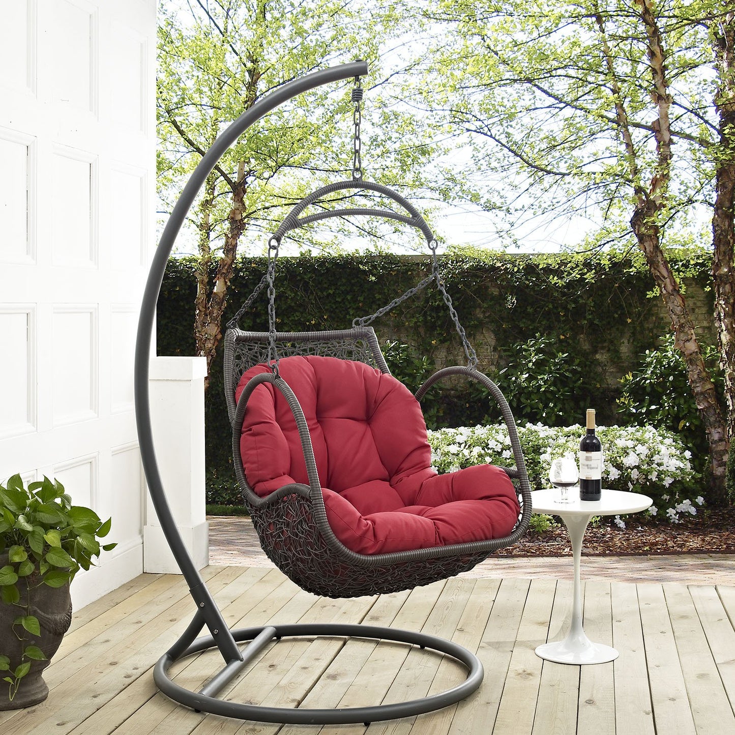 porch swings | Ergode Arbor Swing Chair | Durable Steel Frame | All-Weather Rattan Seat | Water-Resistant Cushion | Perfect for Patio, Backyard, Porch | Indoor/Outdoor Use | Weather & UV Resistant | Assembly Required | casafoyer.myshopify.com