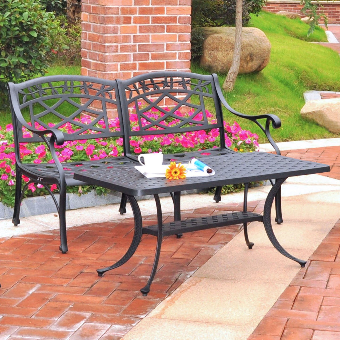Patio Furniture Sets | Ultimate Comfort | Durable Aluminum Outdoor Conversation Seating Set | Charcoal Black Finish | Tranquil Oasis | casafoyer.myshopify.com