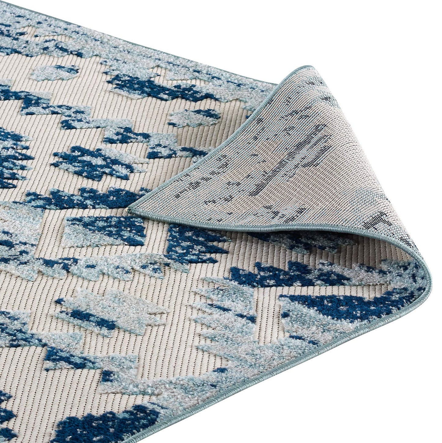 area rugs | CasaFoyer Reflect Takara Distressed Contemporary Abstract Diamond Moroccan Trellis Indoor/Outdoor Area Rug | 8x10 | Ivory/Blue | casafoyer.myshopify.com
