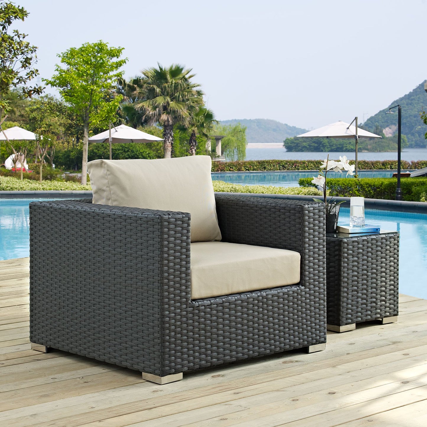 Patio Furniture Sets | Sojourn Outdoor Patio Arm Chair | Sturdy & Versatile Seating | Sunbrella Cushions | Synthetic Rattan Weave | UV Protection | Aluminum Frame | casafoyer.myshopify.com