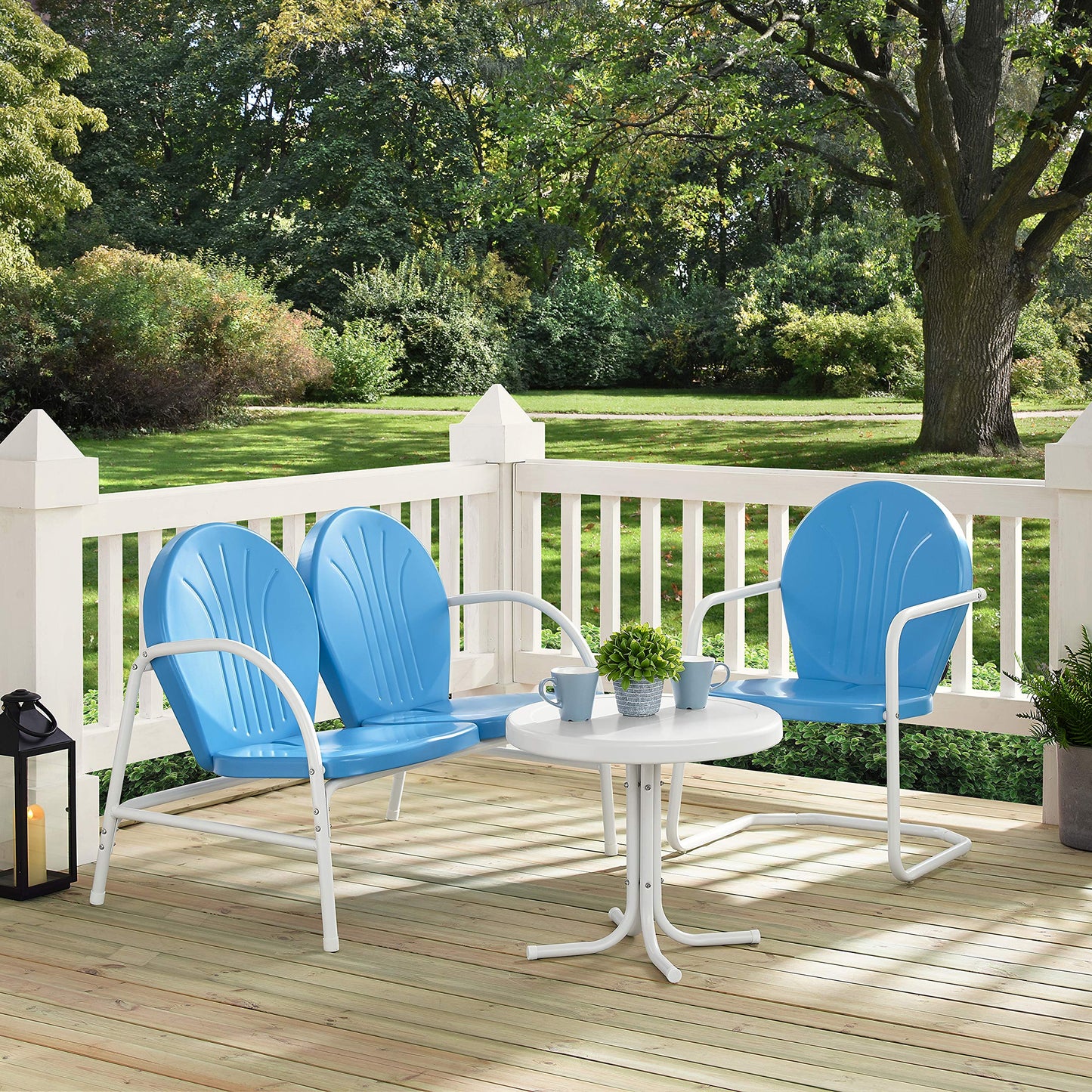 Patio Furniture Sets | Griffith Metal Outdoor Furniture Set | Durable & Stylish Seating | Ultimate Relaxation | Sky Blue & White Finish | casafoyer.myshopify.com