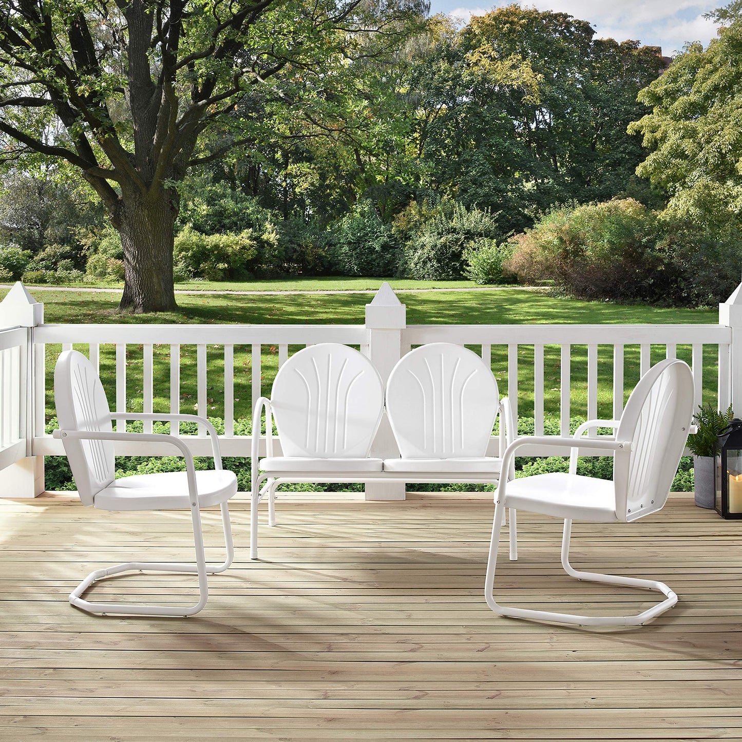 Patio Furniture Sets | Griffith Metal Outdoor Furniture Set | Ultimate Relaxation | Nostalgic Design | Durable & Weather-resistant | Loveseat & 2 Chairs | White Finish | casafoyer.myshopify.com