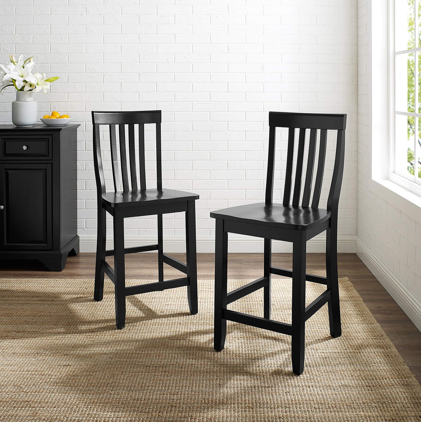 Dining Table | Solid Hardwood School House Style Bar Stool | Durable & Comfortable | 24 Seat Height | Ideal for Dining Tables or Counters | Set of 2 | casafoyer.myshopify.com