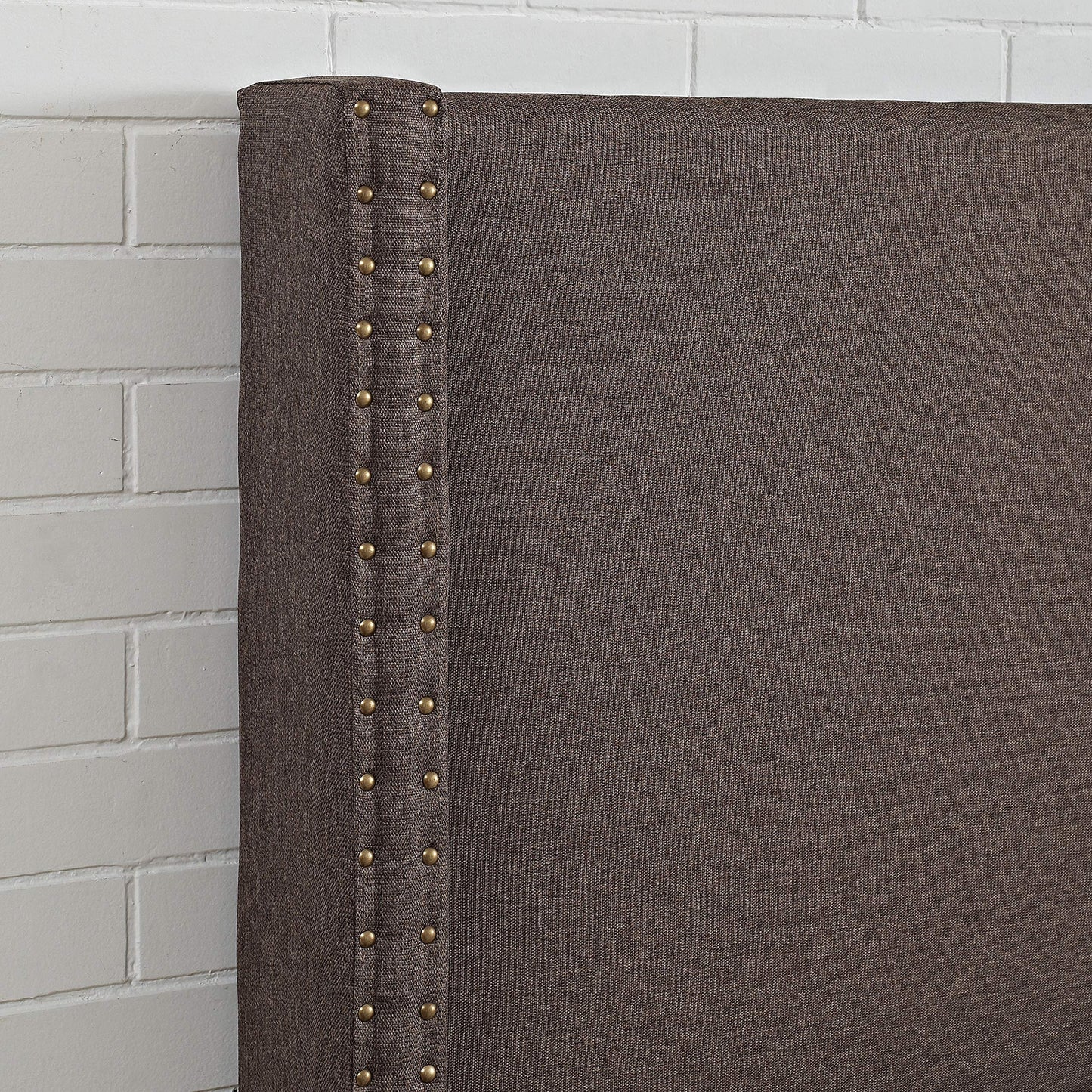 Patio Furniture Sets | Casey Bedset | Wingback Headboard | Dove Gray Linen | Antique Nickel Trim | Full/Queen Size | Sturdy Frame | Easy Assembly | casafoyer.myshopify.com