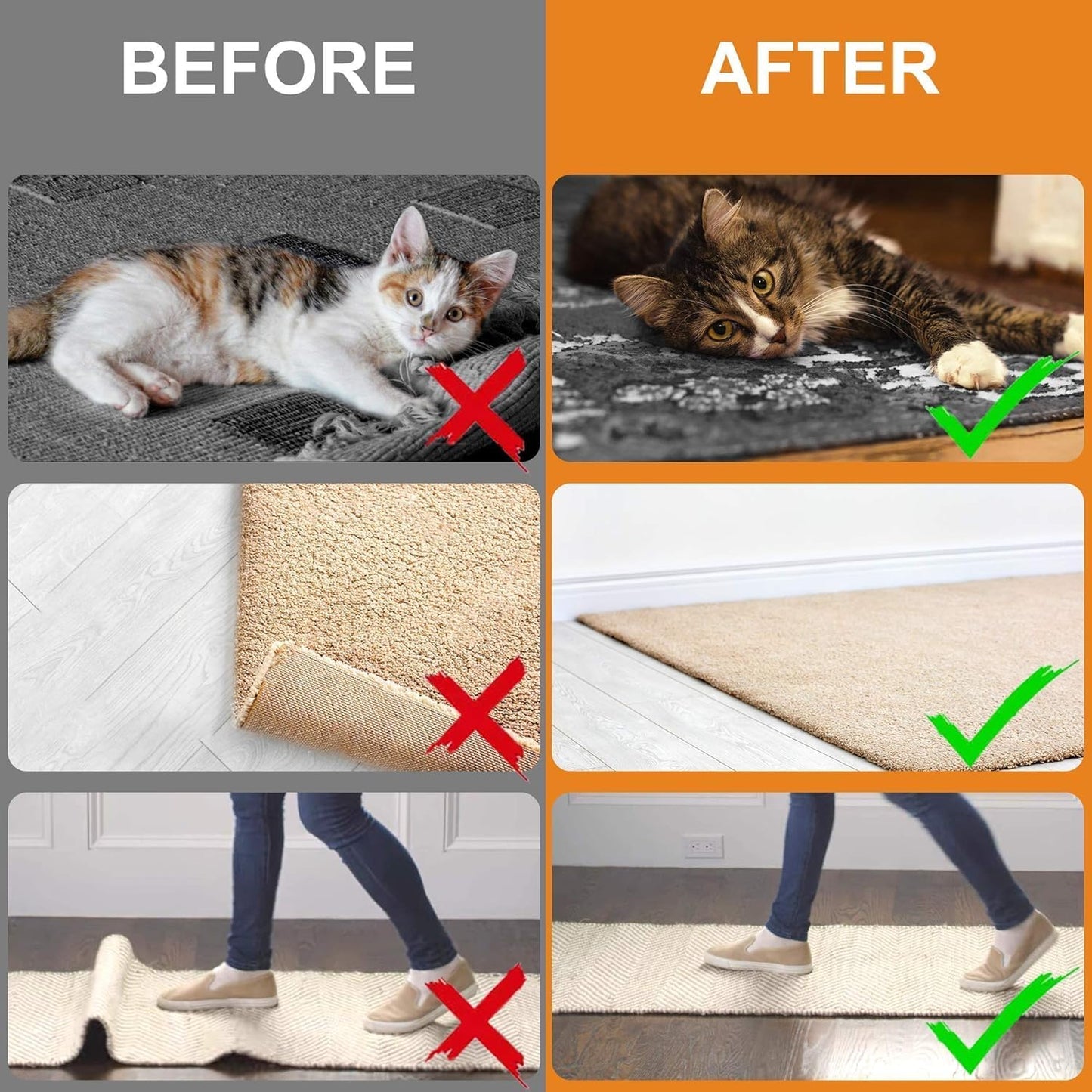 CASAFOYER 12 Piece Rug Tape, Non Slip Rug Gripper for Hardwood Floors, Reusable Washable Grippers for Rugs, Double Sided Rug Tape, Under Rug Non Slip Pad (Trapezium)