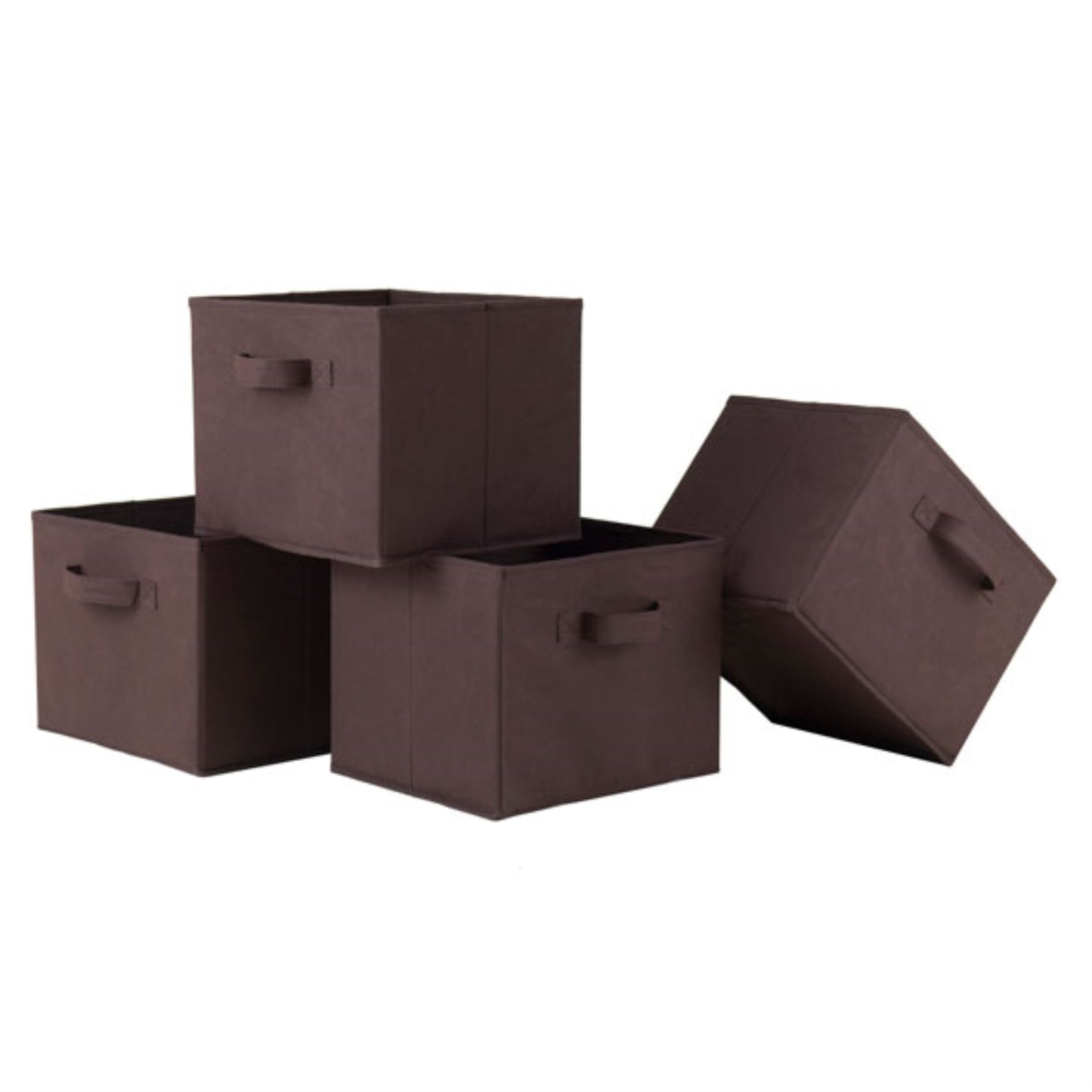 CasaFoyer Wood Capri Folding Fabric Baskets - Durable & Versatile Organizer for Bedroom, Closet, and Home Office - 10.06" x 10.97" x 9" - Chocolate Brown