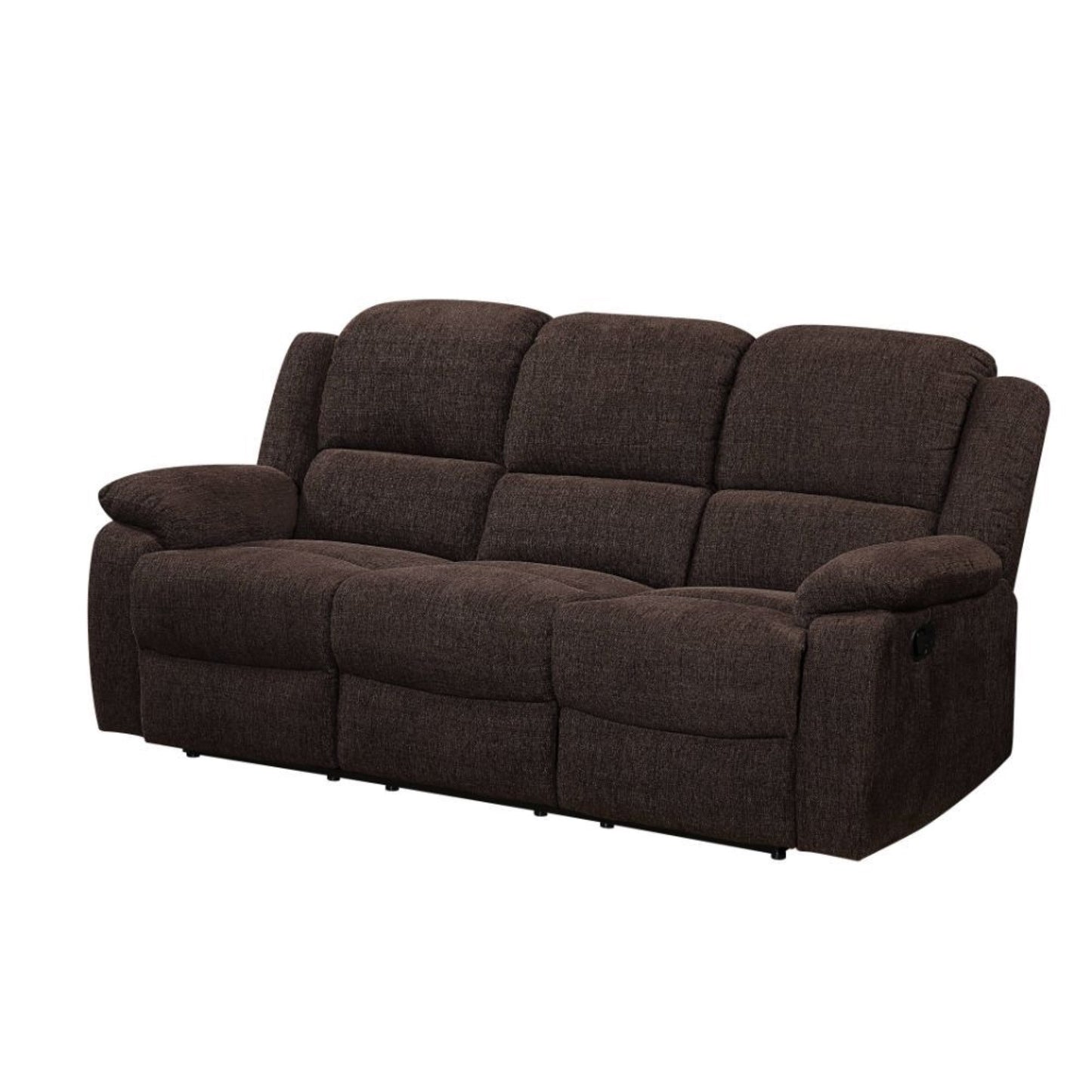 CasaFoyer KD Back Motion Reclining Sofa with Drop-Down Table, Pocket Coil Cushion, Chenille Upholstery - Brown