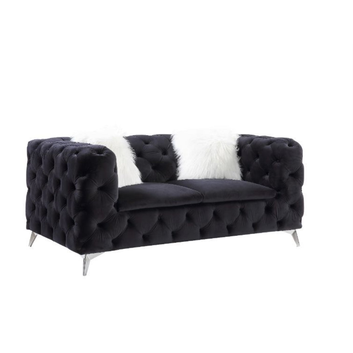 CasaFoyer Luxury Faux Fur Throw Pillows Set - Comfortable Foam Seating, Metal Legs, Button Tufted Design - Plush and Cozy - Pack of 2
