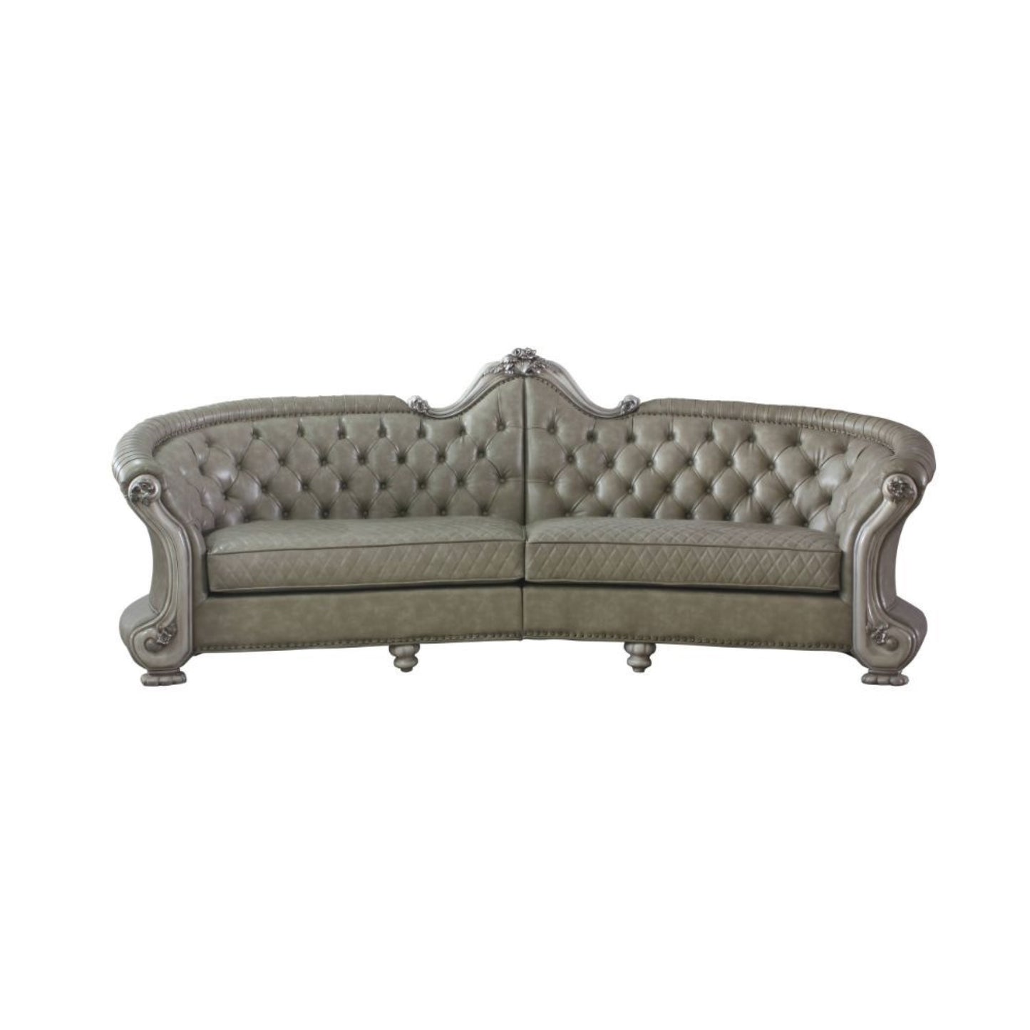 CasaFoyer Dresden Vintage Bone White Sofa with Matching Occasional Table - Hand-Crafted, Elegant, and Regal Furniture for Your Living Room