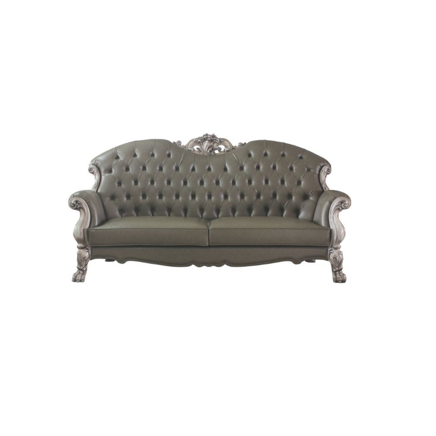 CasaFoyer Dresden Sofa - Vintage Bone White | Hand-Crafted with Intricate Wood Carving | Regal Charm & Majestic Atmosphere | Matching Occasional Table