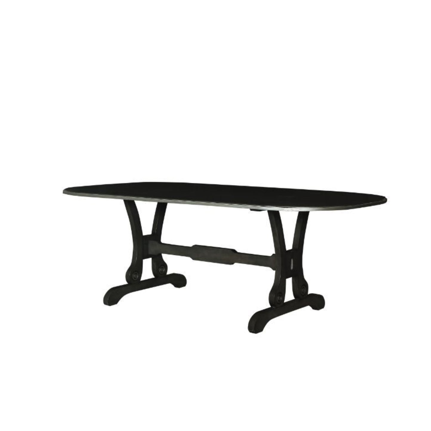 CasaFoyer House Beatrice European Romanticism Dining Set - Timeless Elegance, Wooden Table, Faux Leather Chairs, Two-Toned Finish, Sleek Design