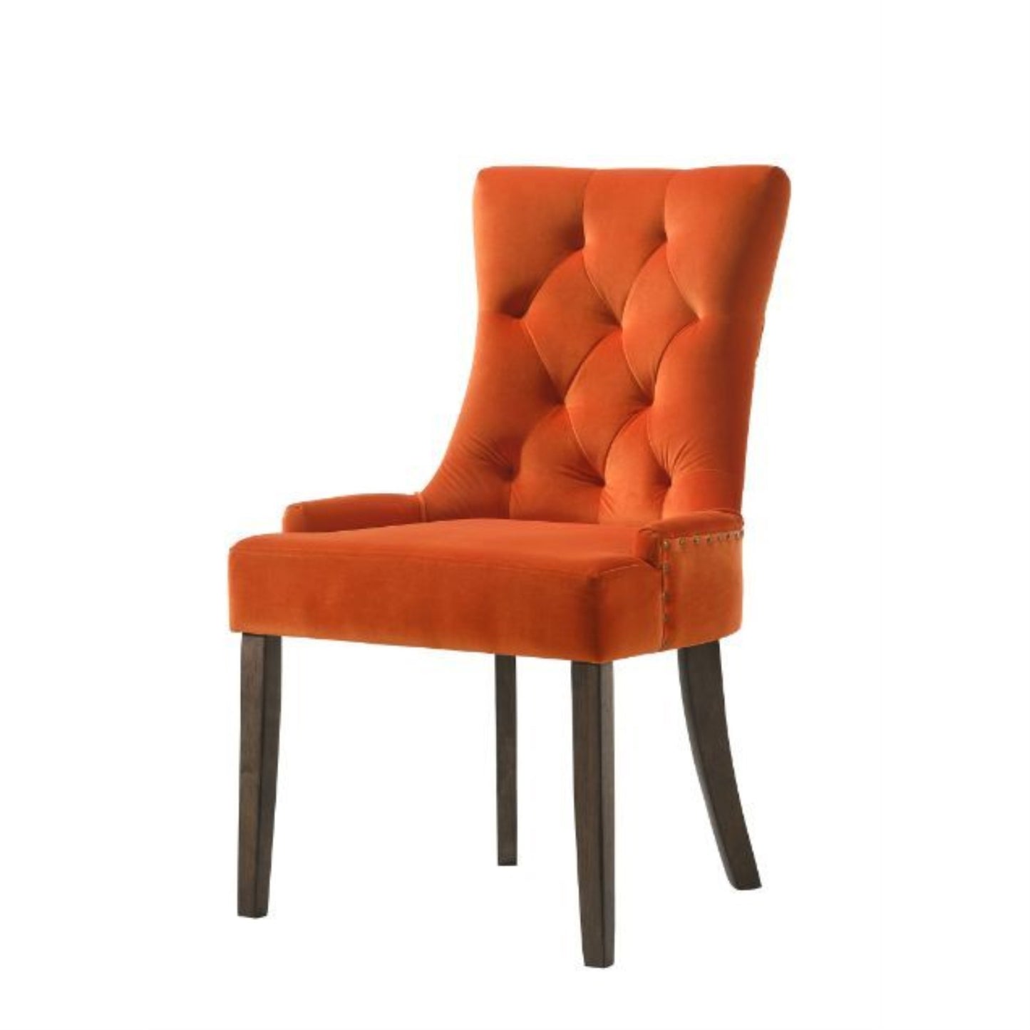 CasaFoyer Farren Dining Group: Elegant Trestle Base Table with Plush Padded Chairs in Vibrant Colors - Espresso Finish, Tufted Backrests, Nail-Head Trim