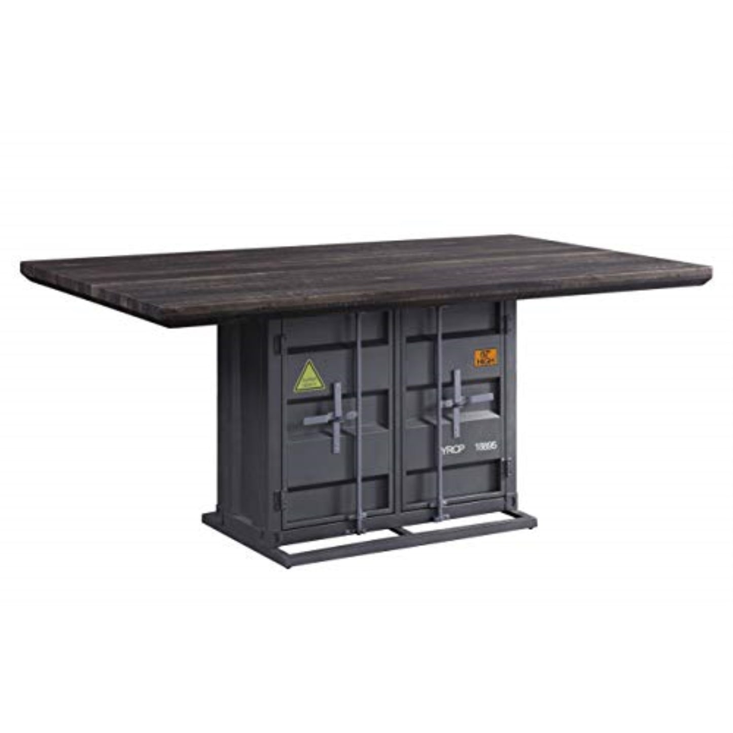CasaFoyer Cargo Dining Table: Stylish, Contemporary Industrial Design with Storage Space, Antique Walnut Finish & Gunmetal Accents