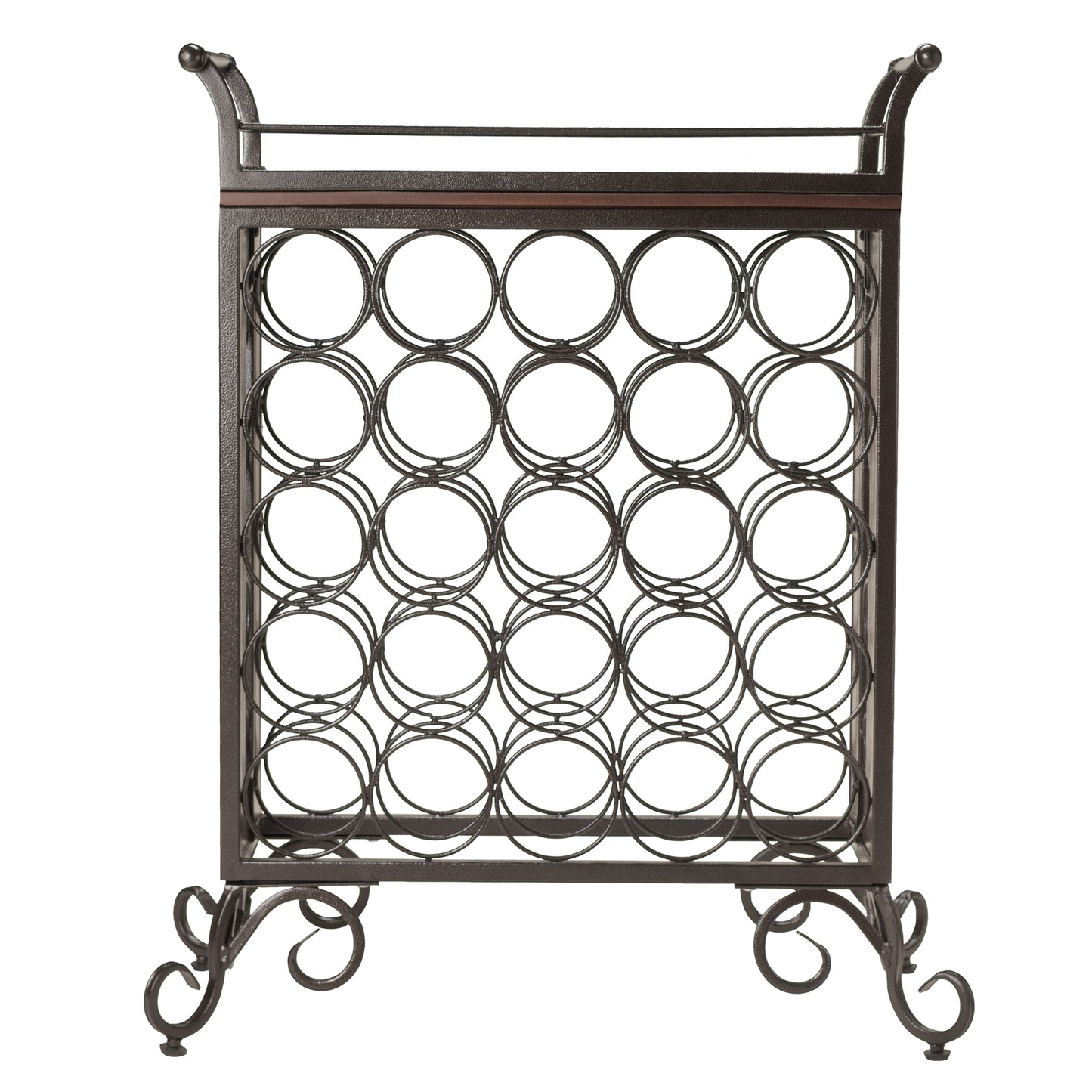 CasaFoyer Silvano 5x5 Wine Rack with Removable Tray - Holds 25 Bottles - Dark Bronze Finish - Adjustable Feet - Durable & Stylish - Assembly Required