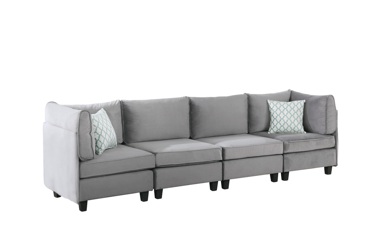 CasaFoyer Zelmira Collection: Plush Gray Velvet 4-Piece Sofa Set - Comfortable, Stylish, and High-Quality - Perfect for Any Living Room - Includes Coordinating Accent Pillows - Spacious Design for Ultimate Comfort