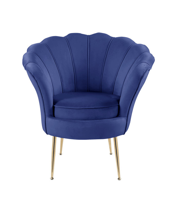 CasaFoyer "Captivating Charm: Angelina Velvet Accent Chair with Seashell Edges, Vertical Tufting, and Gold Legs - Elevate Your Home's Aesthetic Appeal"