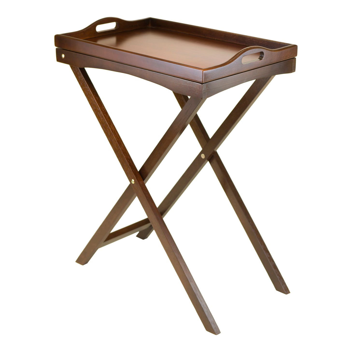 CasaFoyer Devon Butler Folding Tray Table - Versatile & Convenient | Sturdy & Elegant | Extra Serving Space | Easy Storage | Antique Walnut Finish | No Assembly Required | 24.02"W x 14.65"D x 29.53"H