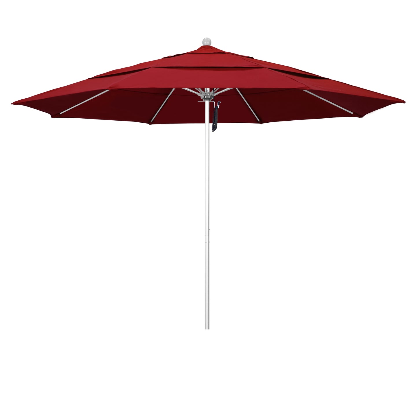 CasaFoyer 11' Commercial Grade Umbrella with Sturdy Aluminum Frame, Fiberglass Ribs, and Efficient Pulley Lift System - 3-Year Warranty, Pacifica Red Fabric