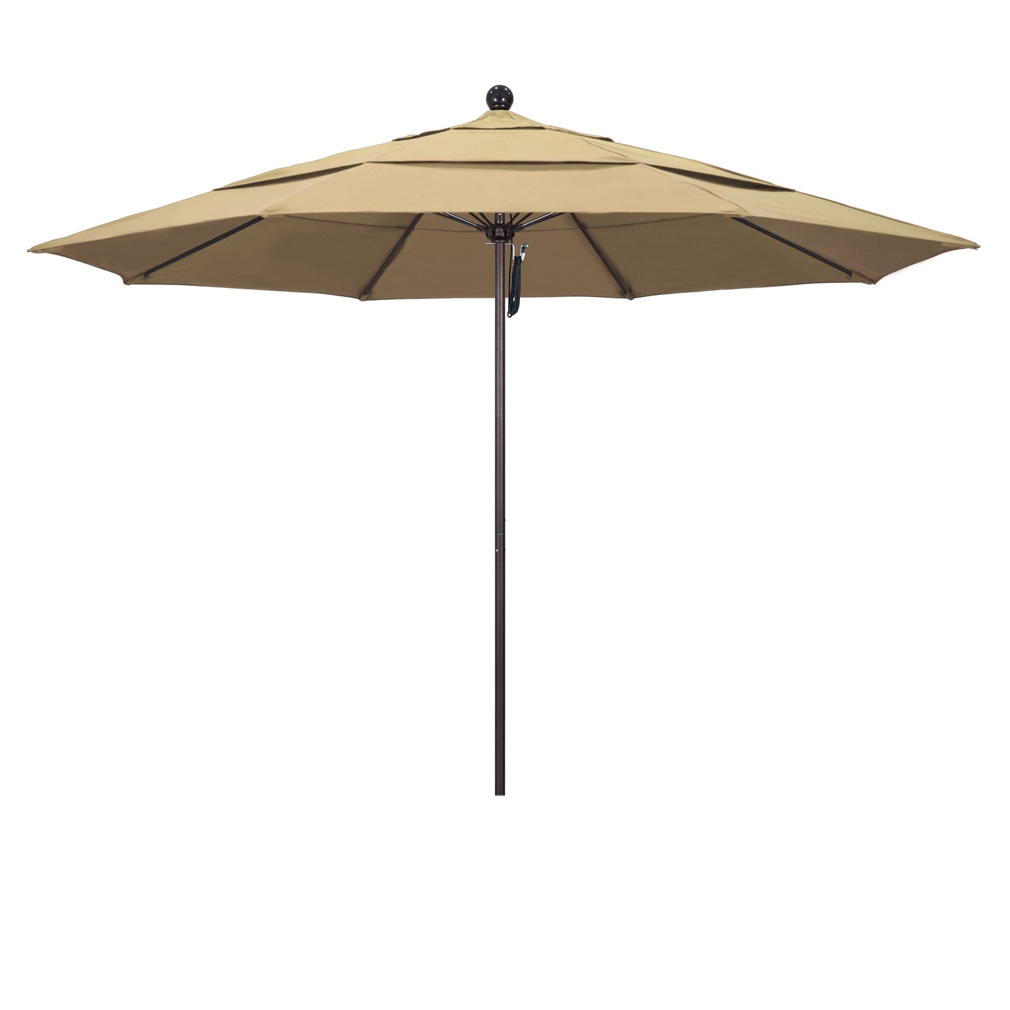 CasaFoyer 11' Commercial Grade Patio Umbrella | Aluminum Frame | Fiberglass Ribs | Pulley Lift System | 3-Year Warranty | Pacifica Beige Fabric