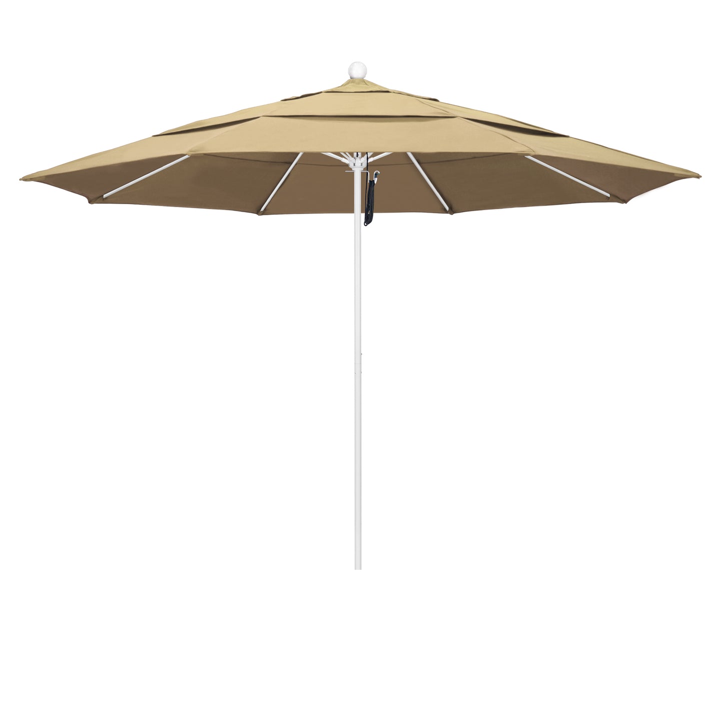 CasaFoyer 11' Commercial Grade Patio Umbrella with Sturdy Aluminum Frame, Fiberglass Ribs, and Pulley Lift System - 3-Year Warranty, Pacifica Beige Fabric