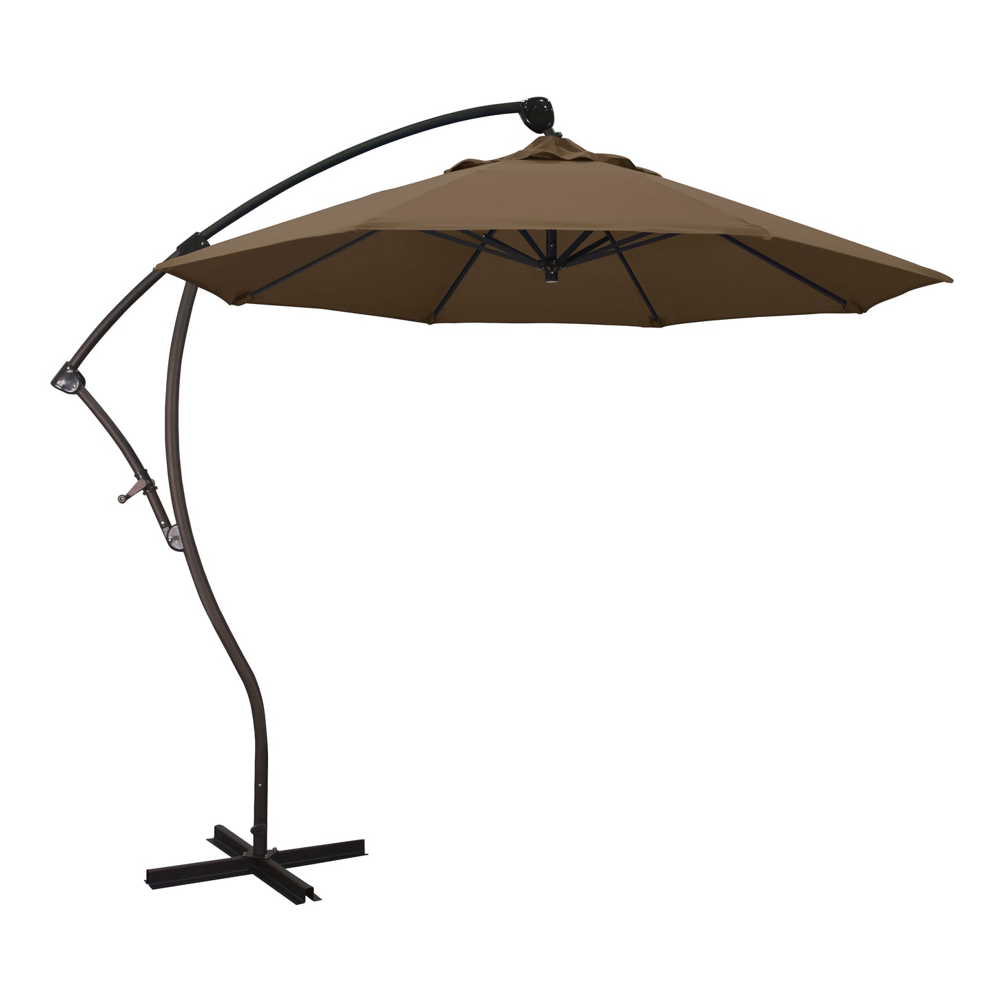 CasaFoyer California Umbrella BA 908 9ft Cantilever Umbrella - 360 Rotation, Tilt, Crank Lift - Sturdy Aluminum Pole - Sunbrella 1A Cocoa Fabric