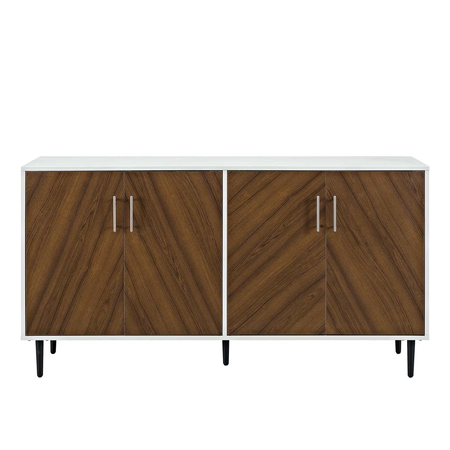 CasaFoyer Bookmatch Styled Buffet: 58" - Silver Hardware, Two-Toned Finish, Adjustable Feet. Perfect for Kitchen or Living Room Storage.