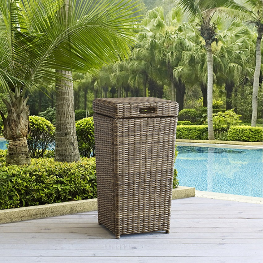 CasaFoyer Outdoor Entertaining Made Easy: Bradenton Trashcan - Durable Steel Frame, UV Resistant Wicker, Detachable Lid, Mess-Free Experience