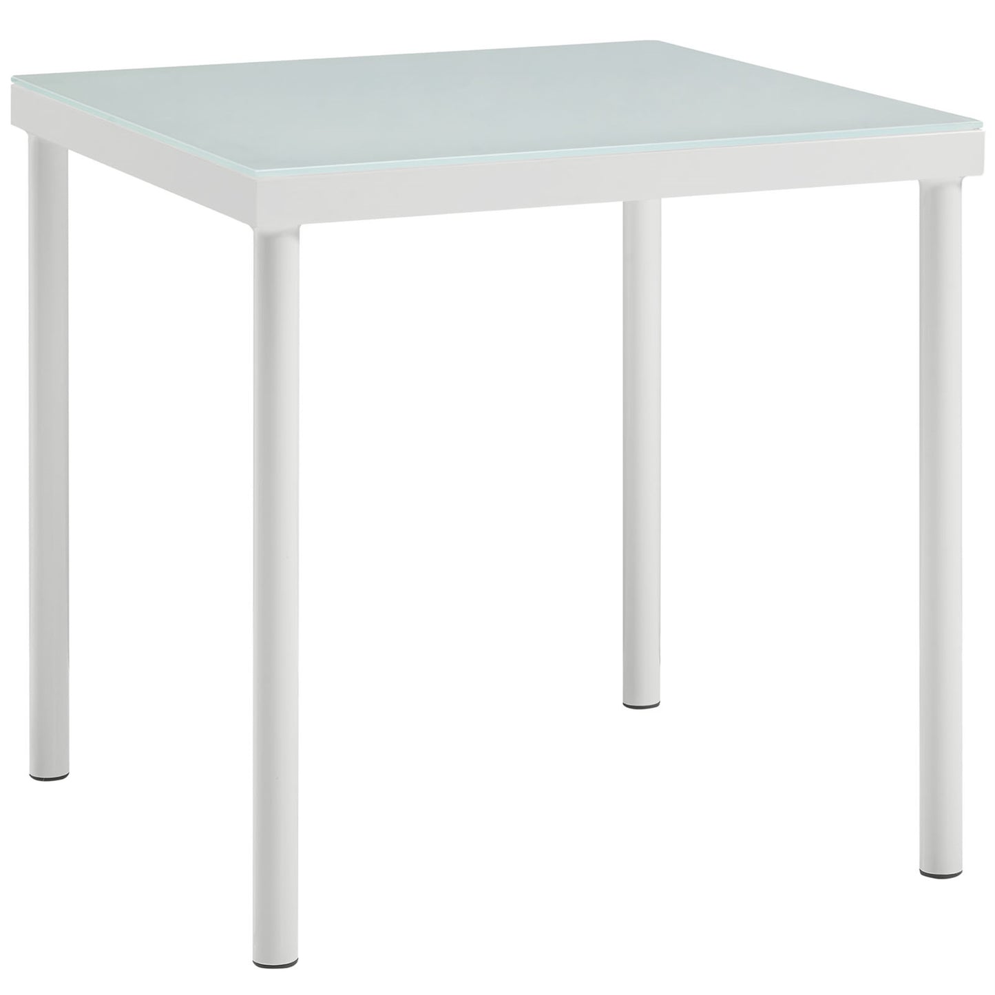 CasaFoyer Harmony Outdoor Patio Side Table - Weatherproof Aluminum, Tempered Glass Top, Non-Marking Foot Caps - Modern and Functional Furniture for Outdoor Living - White