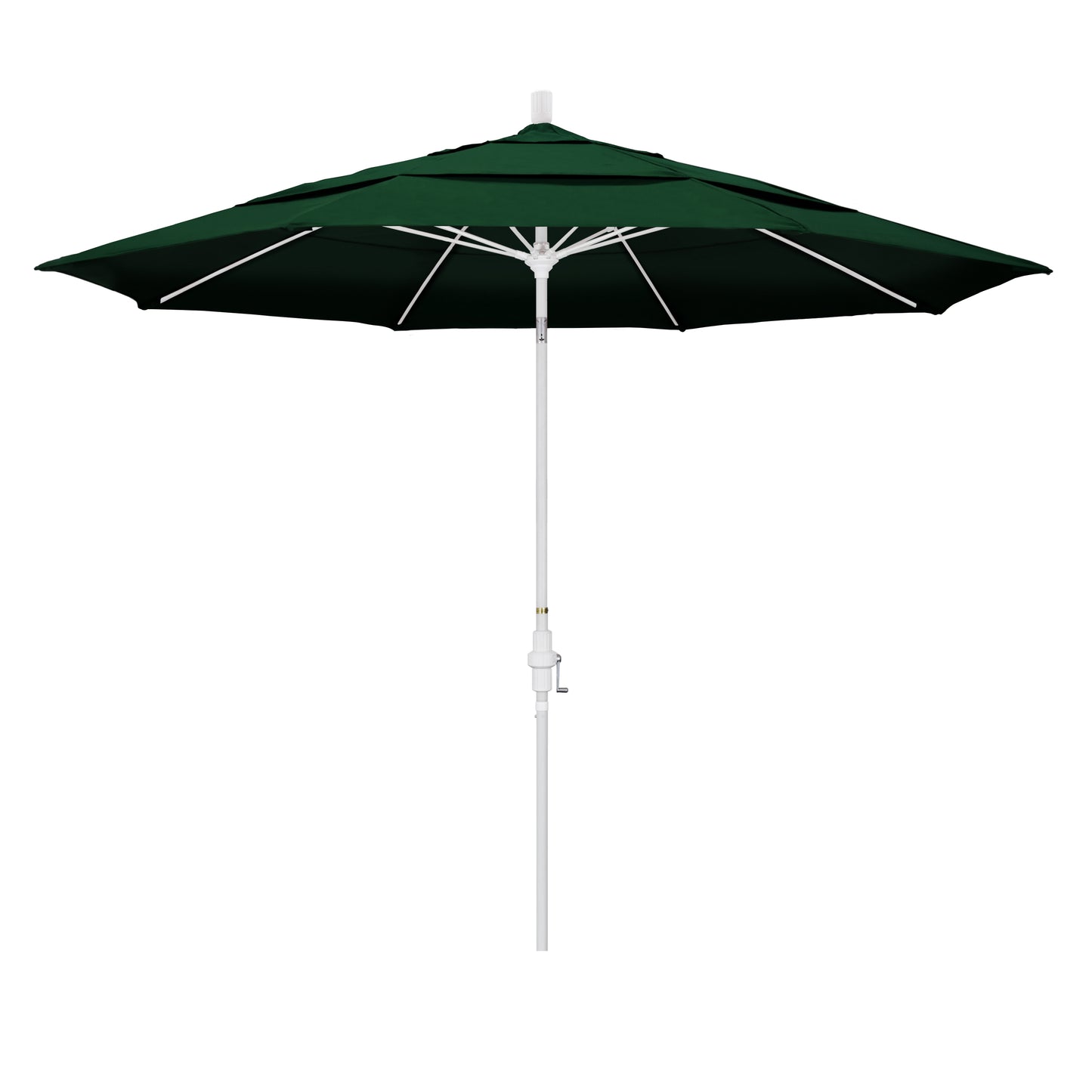 CasaFoyer 11ft California Market Umbrella - Aluminum Pole, Fiberglass Ribs, Collar Tilt, Crank Lift - Sunbrella 1A Forest Green Fabric