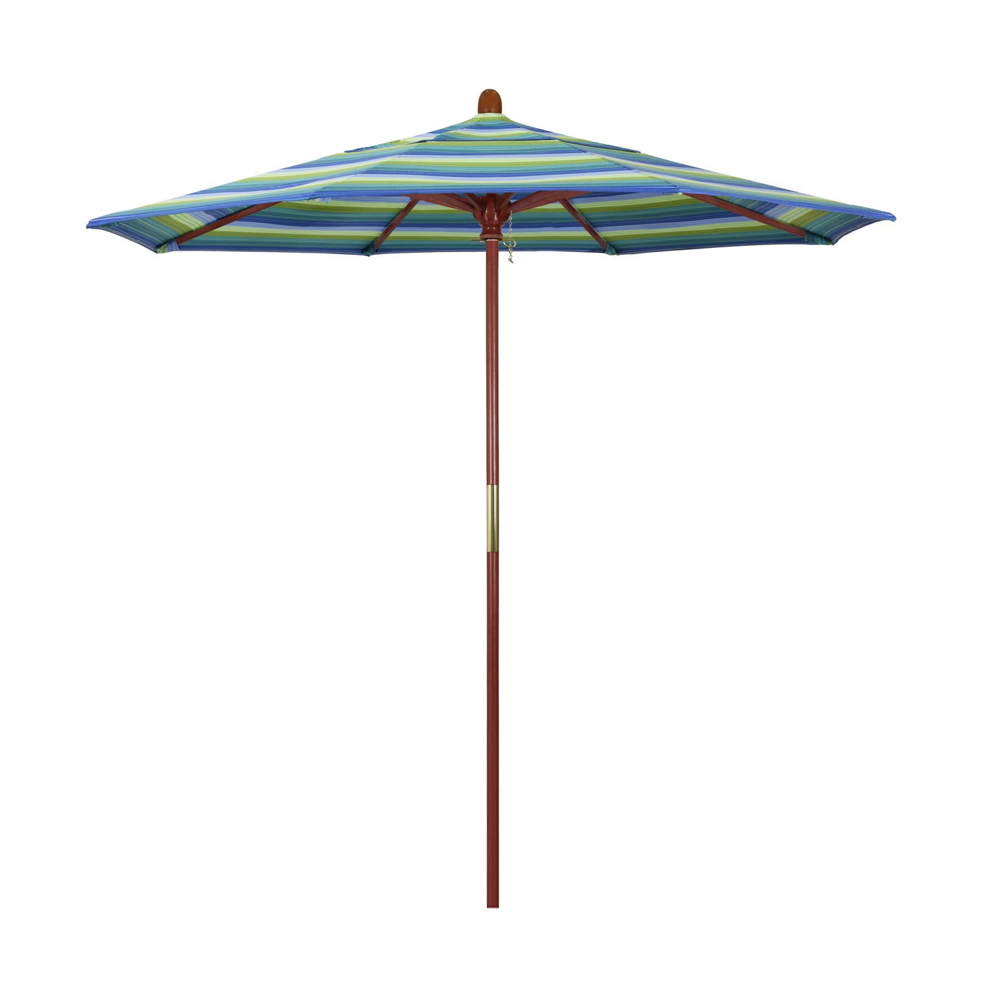 CasaFoyer California Umbrella MARE Design Series - 7.5' Wooden Market Umbrella with Deluxe Push Lift System - Dark Stained Finish - Ideal for Outdoor Dining and Poolside Decor