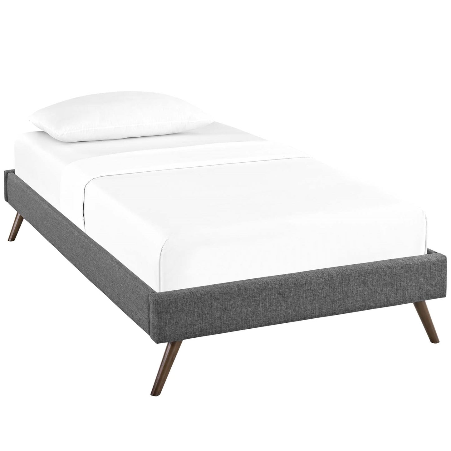 CasaFoyer Loryn Platform Bed - Solid Wood Frame, Polyester Upholstery, No Box Spring Needed, Memory Foam Compatible, Stylish Headboard Options, Gray